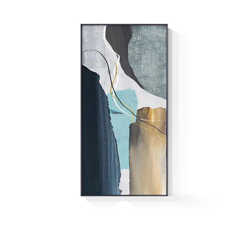 Colorful Golden Flash Geomorphic Abstract Canvas Wall Art Unframed