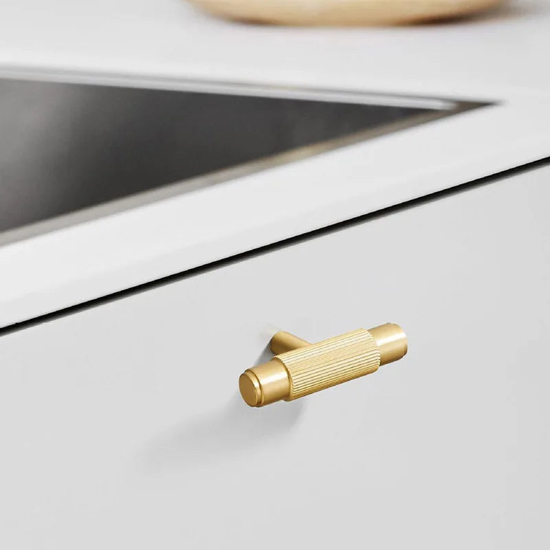 Brass Furniture Handles – Modern T-Bar Pulls for Cabinets and Wardrobes