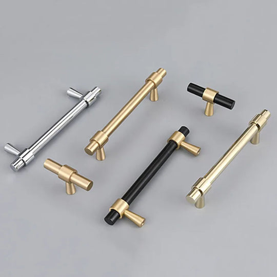 Nordic Brass Furniture Handles – Modern Bar Pulls for Cabinets and Wardrobes (50–500mm)