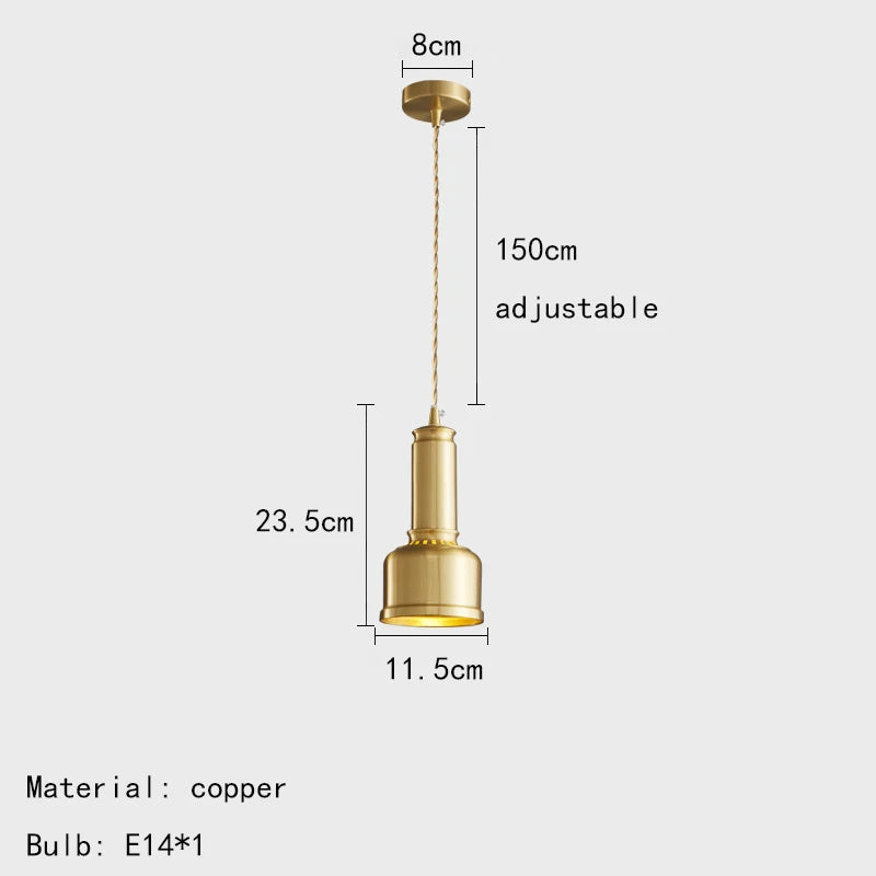 Classical Copper Clear Glass Pendant Light for Dining &amp; Bedroom