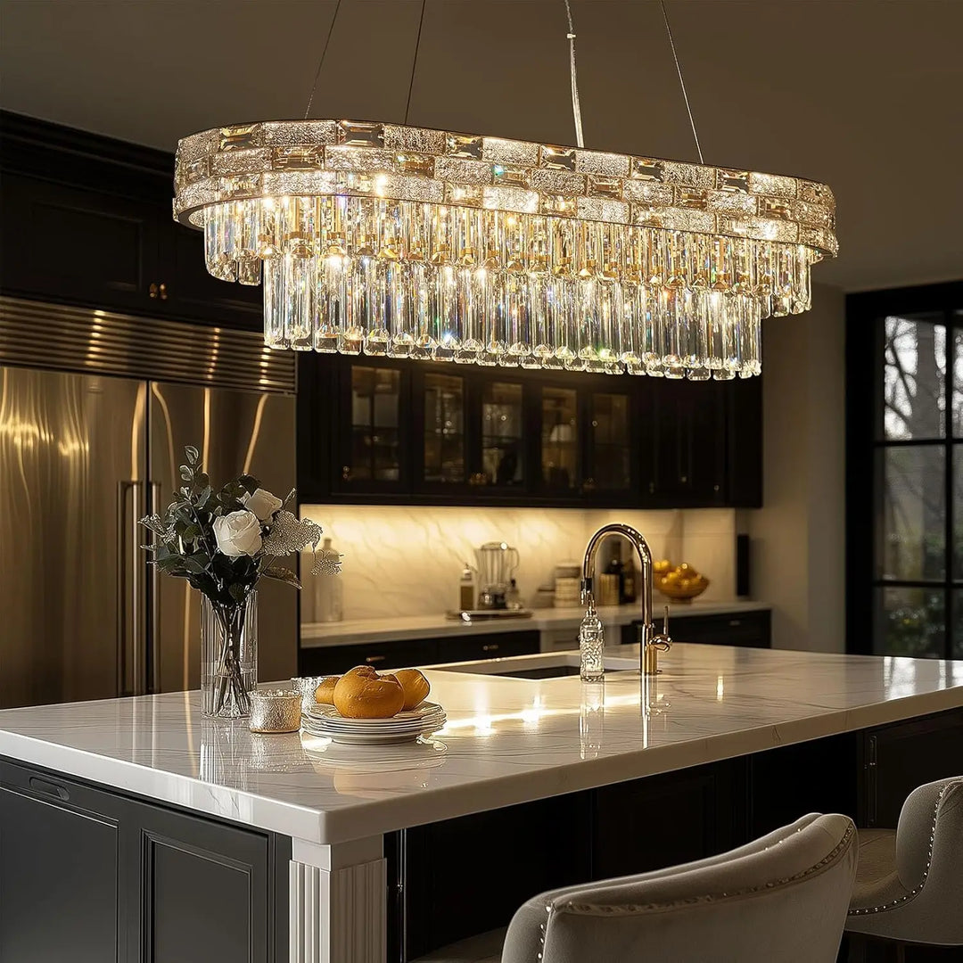 Modern Gold Crystal Chandelier for Dining &amp; Living Spaces