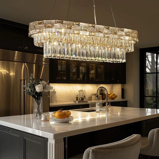 Modern Gold Crystal Chandelier for Dining &amp; Living Spaces