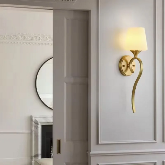 French Style Brass Wall Lamp with LED Mirror Accent