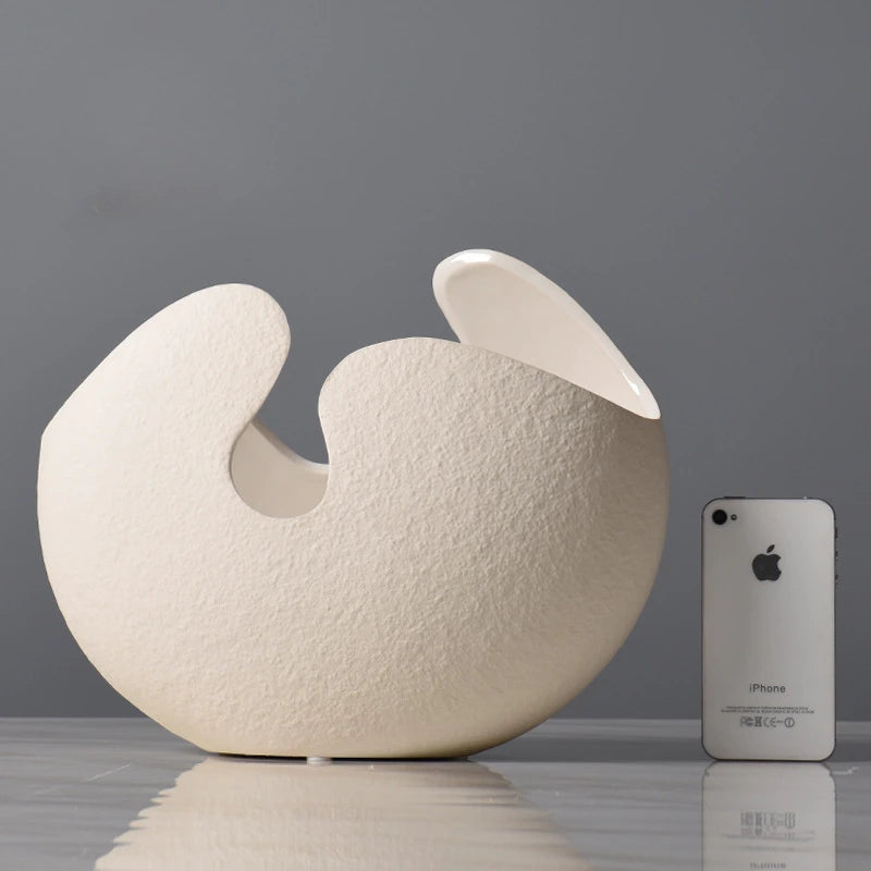 White Ceramic Decorative Vase for Modern Living Room Decor
