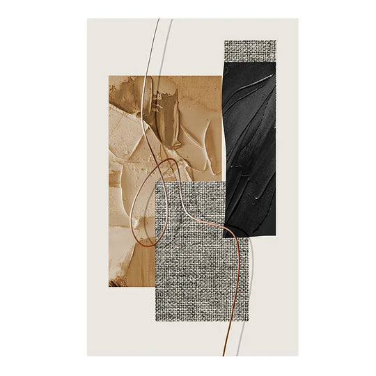 Golden Geometric Textural Montage Abstract Canvas Wall Art Unframed