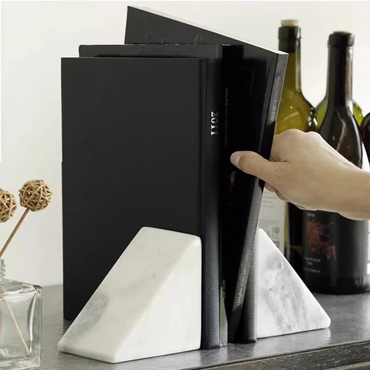 Natural White Marble Decorative Bookend for Shelf and Desk