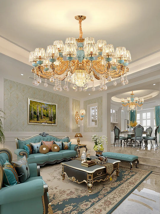 Luxury Umbrella Crystal Chandelier – European-Style Pendant for Villas &amp; Hotels