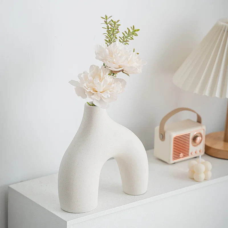 Set of 3 Ceramic Decorative Vases for Tabletop and Shelf Decor