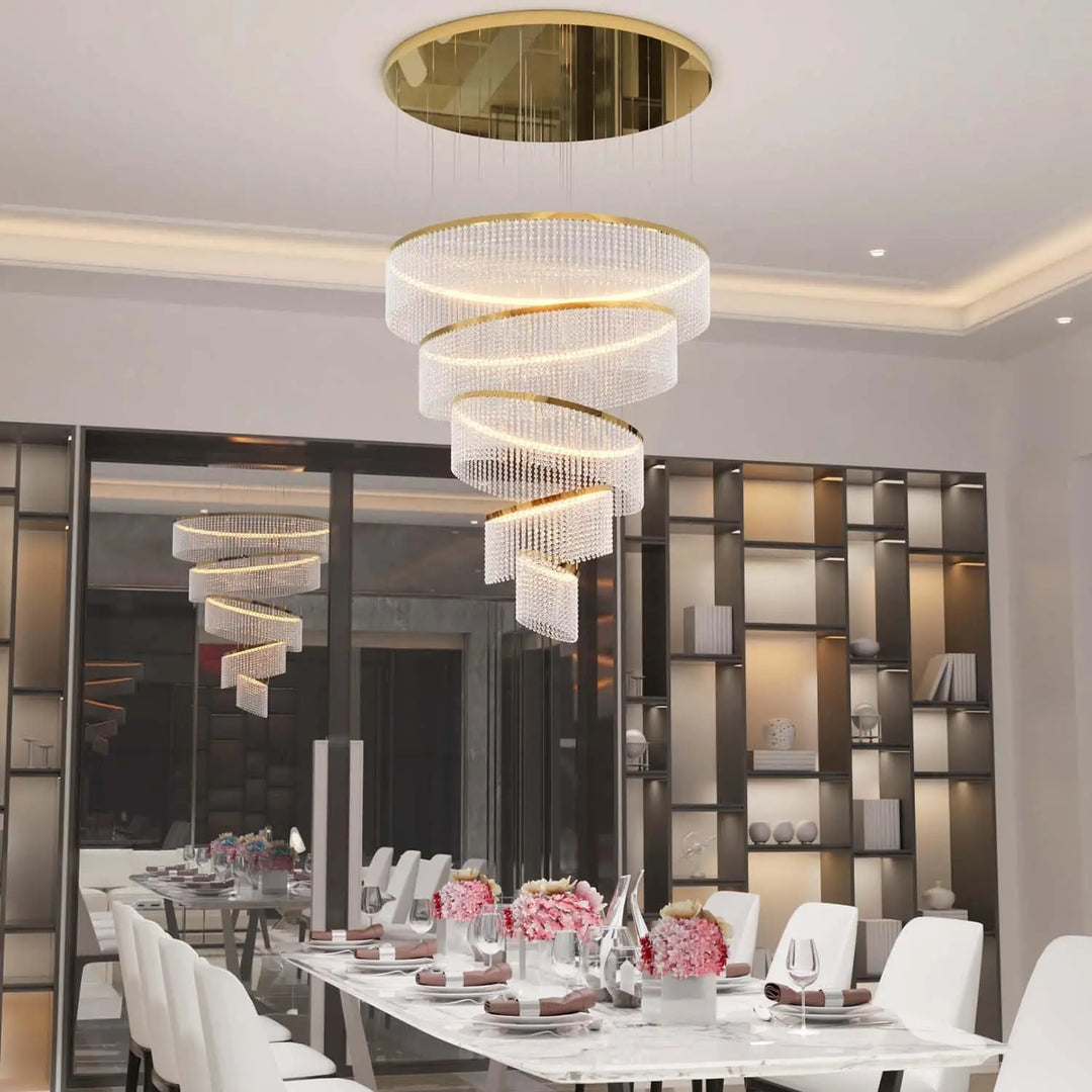 Large Crystal Ring Chandelier for High Ceilings &amp; Staircase Foyers