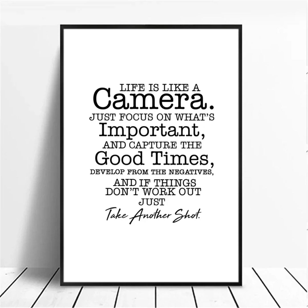 Positive Energy Black White Quote Canvas Wall Art