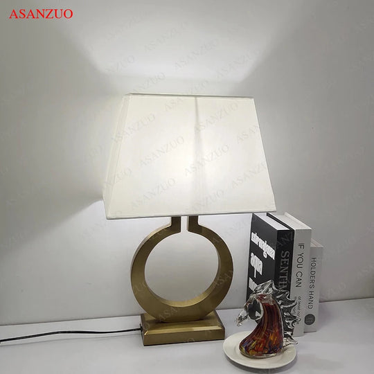 Luxury Gold Fabric Table Lamp for Living Room &amp; Bedroom