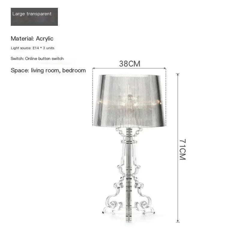 Transparent White Baroque Ghost Table Lamp for Bedroom &amp; Living Room