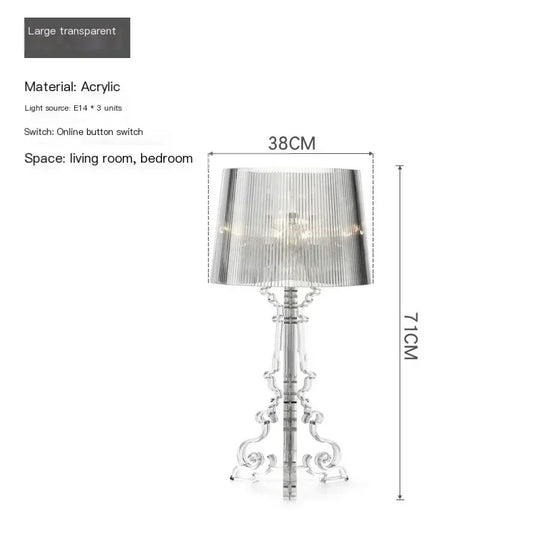 Transparent White Baroque Ghost Table Lamp for Bedroom &amp; Living Room