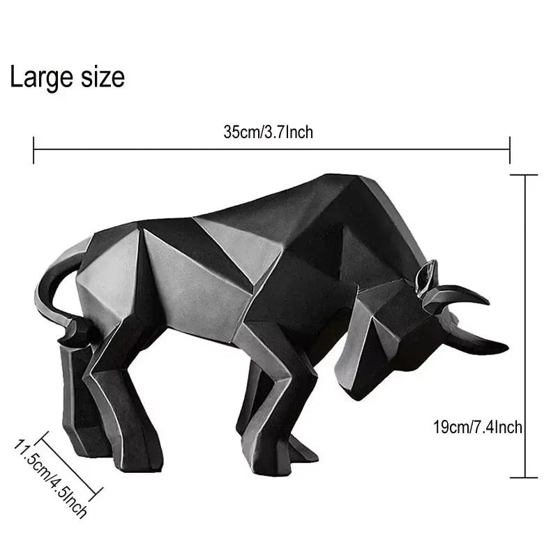 Abstract Geometric Bull Statue Resin Decorative Sculpture