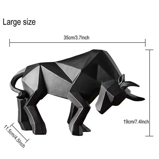 Abstract Geometric Bull Statue Resin Decorative Sculpture
