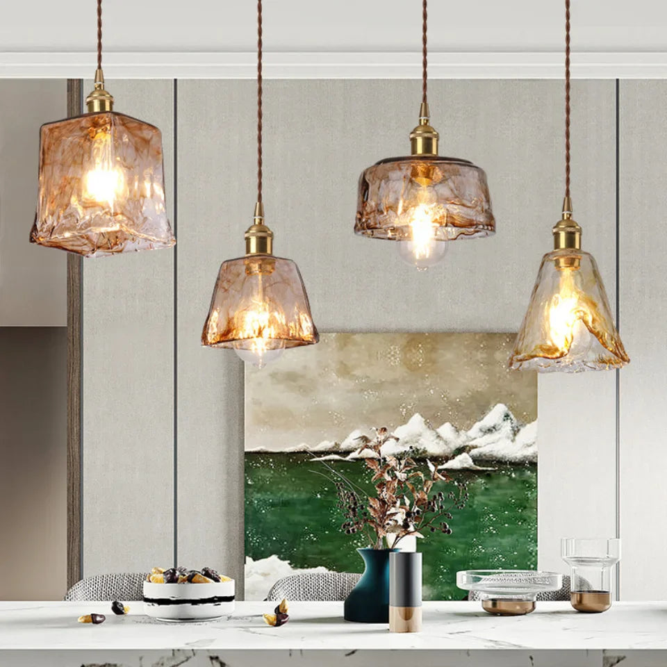 Amber – Nordic Vintage Glass Pendant Light for Bedroom, Café, Bar, and Restaurant