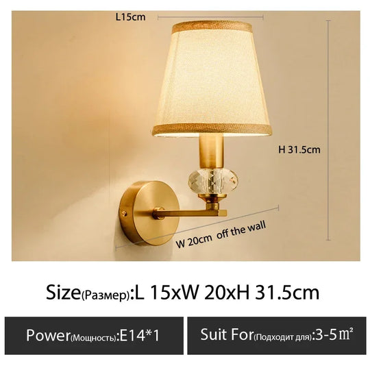 European Style Copper LED Wall Lamp for Bedroom &amp; Living Room