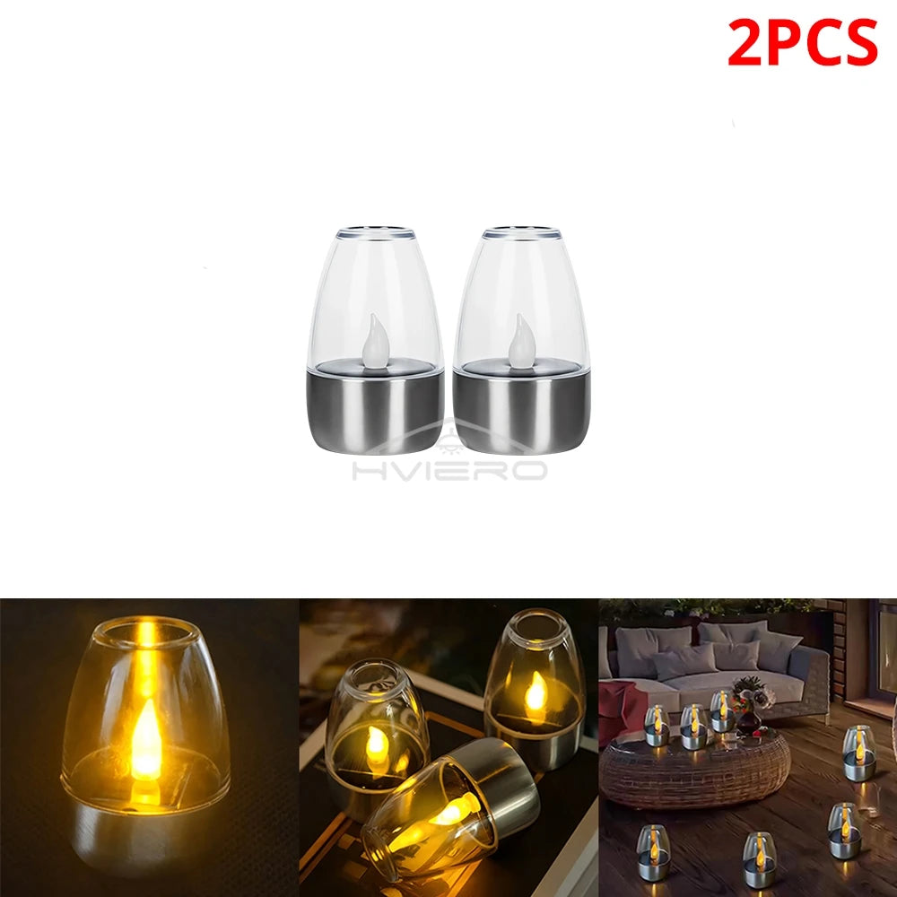 Solar LED Candle Light Stainless Steel Outdoor Garden Decoration