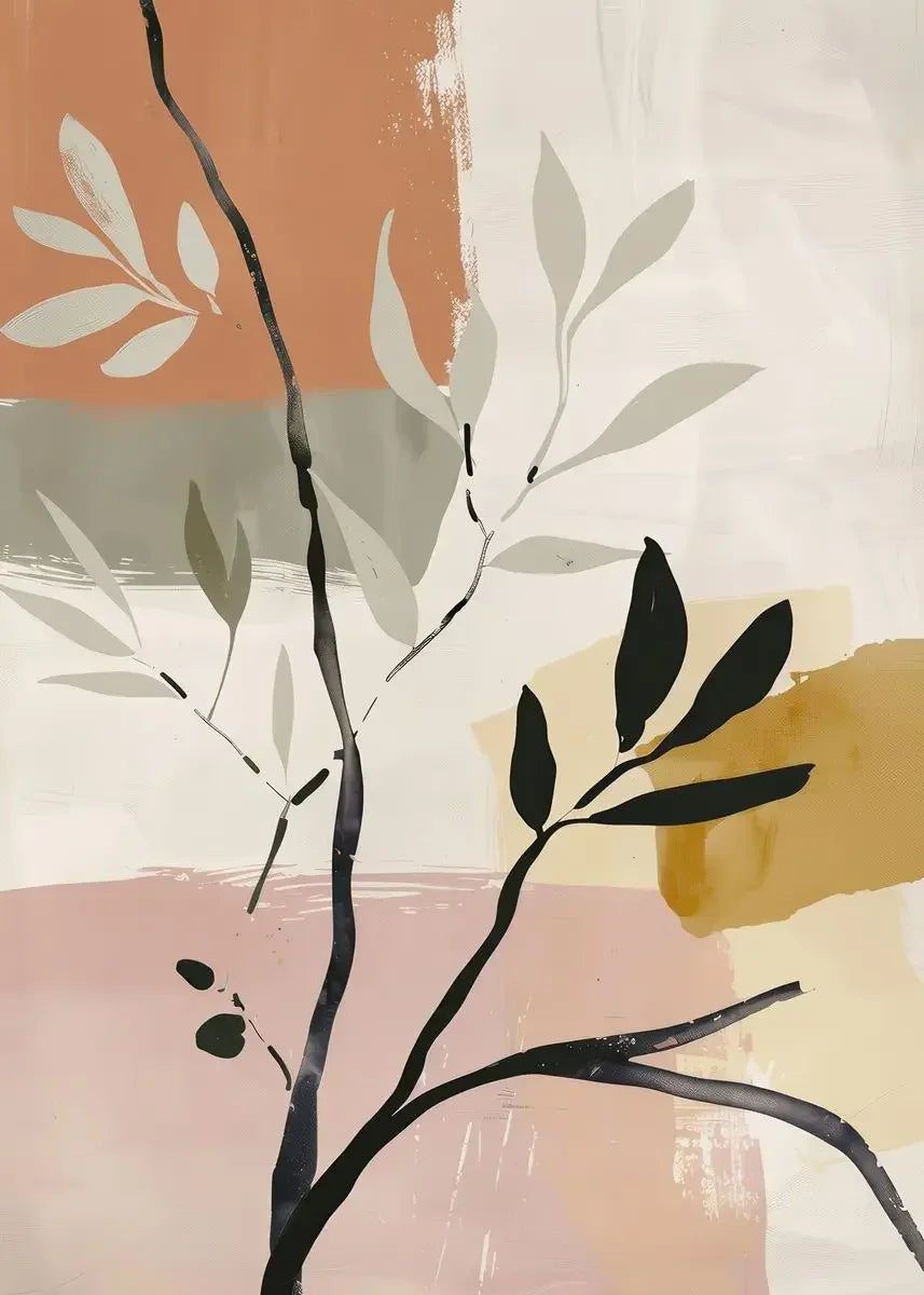 Rustic Abstract Botanical Still Life Floral Canvas Wall Art