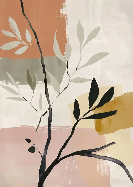 Rustic Abstract Botanical Still Life Floral Canvas Wall Art