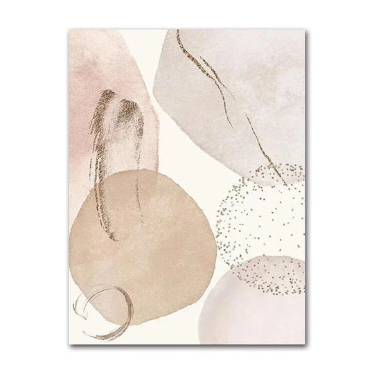 Neutral Beige Biomorphic Abstract Canvas Wall Art