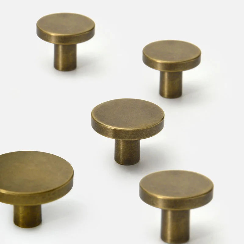 Antique Brass Round Cabinet Knobs – Vintage Drawer &amp; Cupboard Pulls