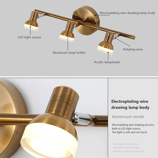 Modern LED Wall Light Multi-Head Mirror Lamp for Bathroom &amp; Bedroom