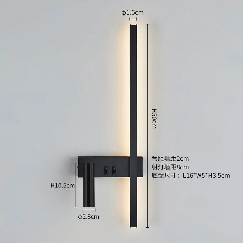 Nordic Modern Wall Lamp Black White Minimalist Bedside Light