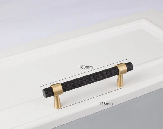 Solid Brass Knurled Cabinet Handles – Gold and Black Pulls and Knobs for Furniture