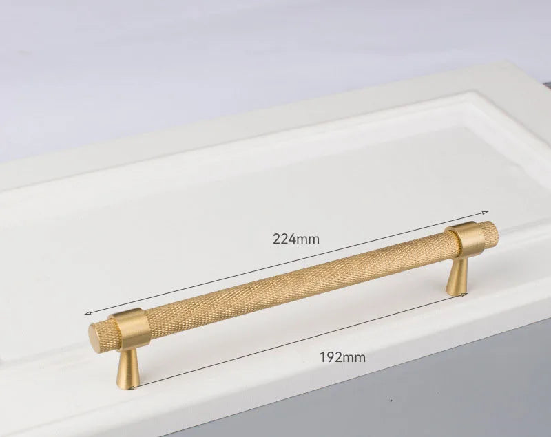 Solid Brass Knurled Cabinet Handles – Gold and Black Pulls and Knobs for Furniture