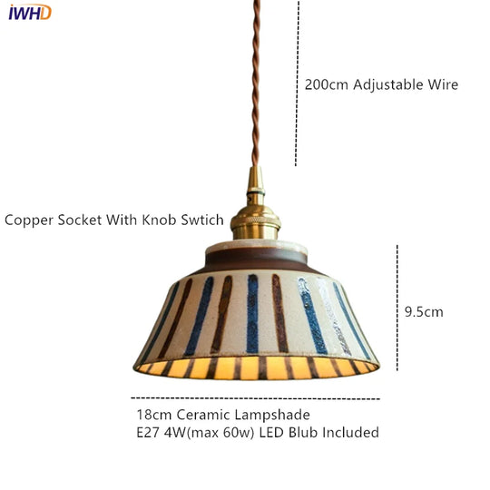 Hand-Painted Ceramic Pendant Light for Dining &amp; Living Room