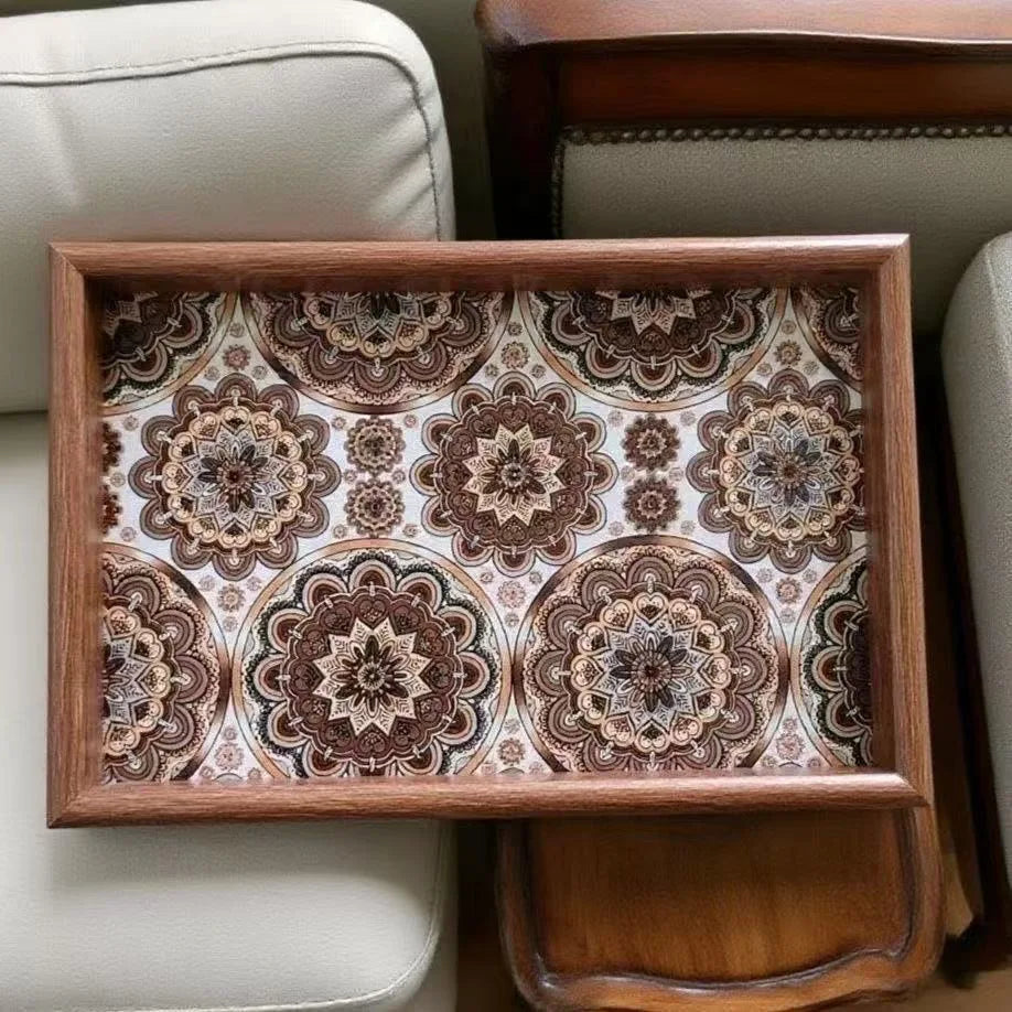 Wooden Decorative Storage Tray for Living Room and Desktop Use