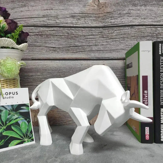 Abstract Geometric Bull Statue Resin Decorative Sculpture