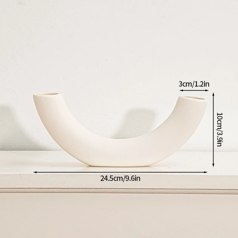 White Ceramic Vase Modern Minimalist Decorative Flower Vase