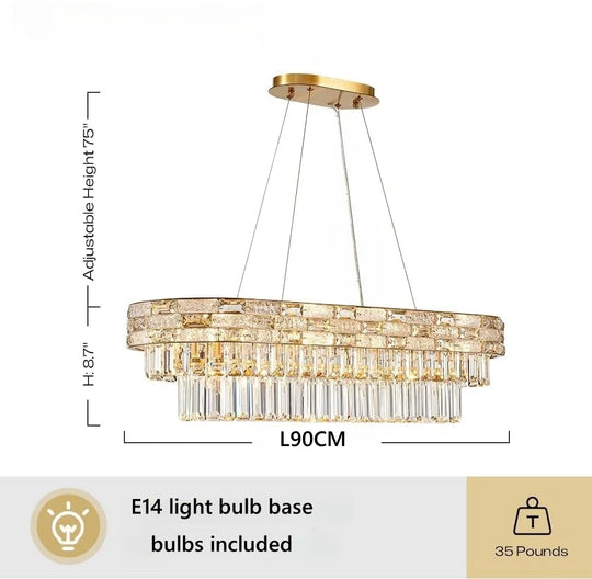 Modern Gold Crystal Chandelier for Dining &amp; Living Spaces
