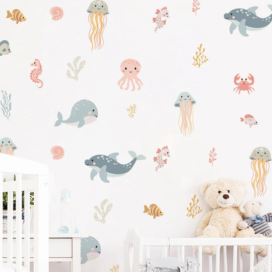 Ocean Dreams Watercolor Nursery Wall Decals