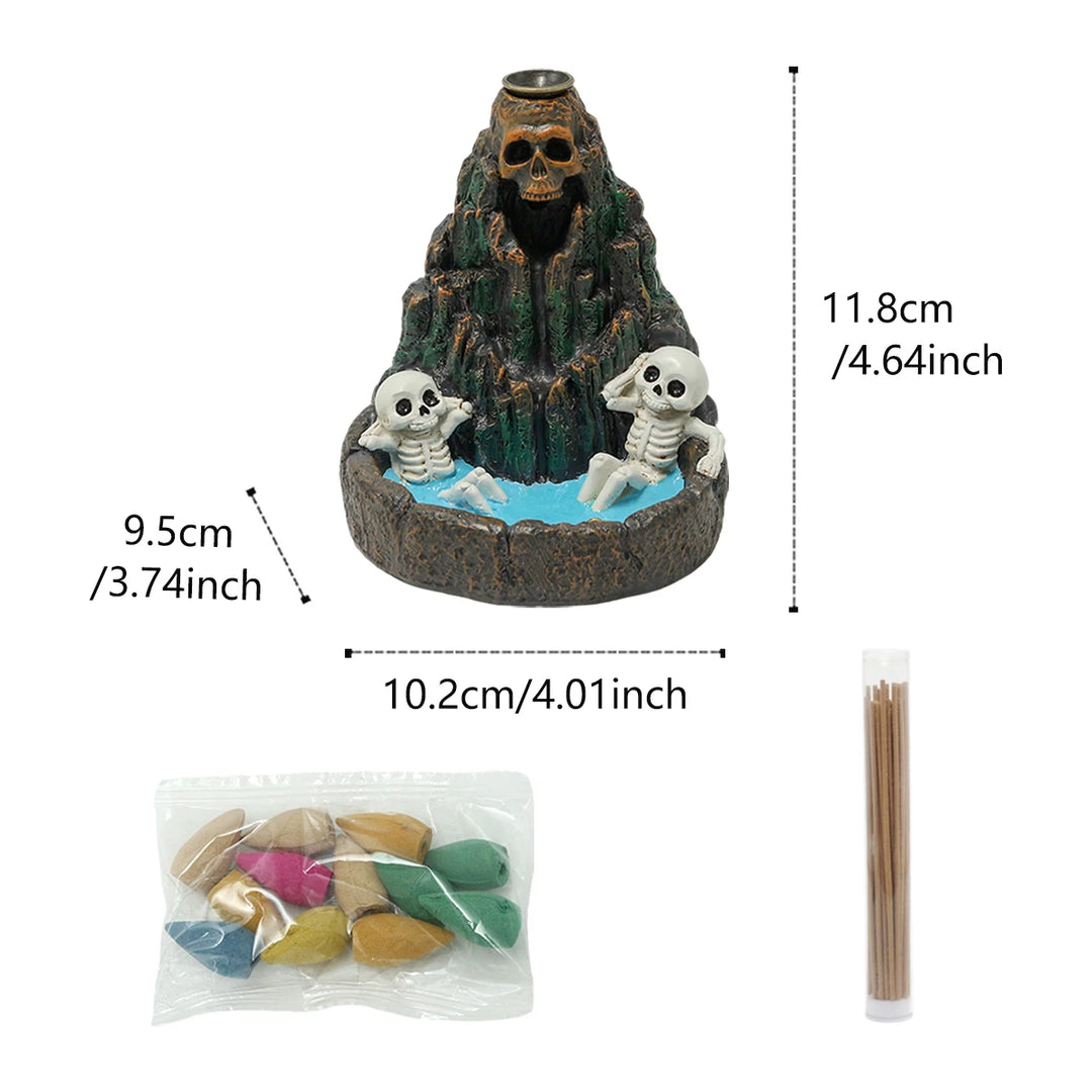 Skull Mountain Backflow Incense Burner Resin Decor