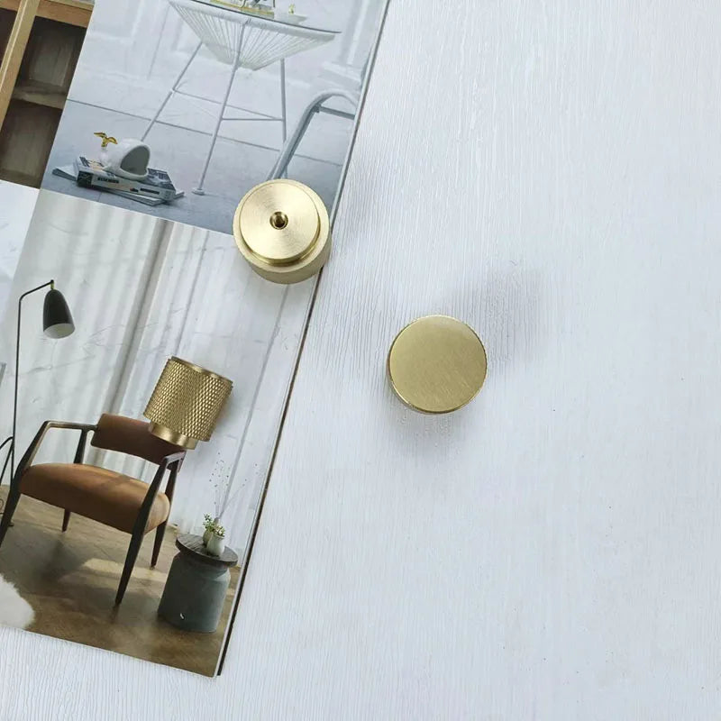 Knurled Gold Brass Cabinet Knobs – Modern Drawer &amp; Wardrobe Handles