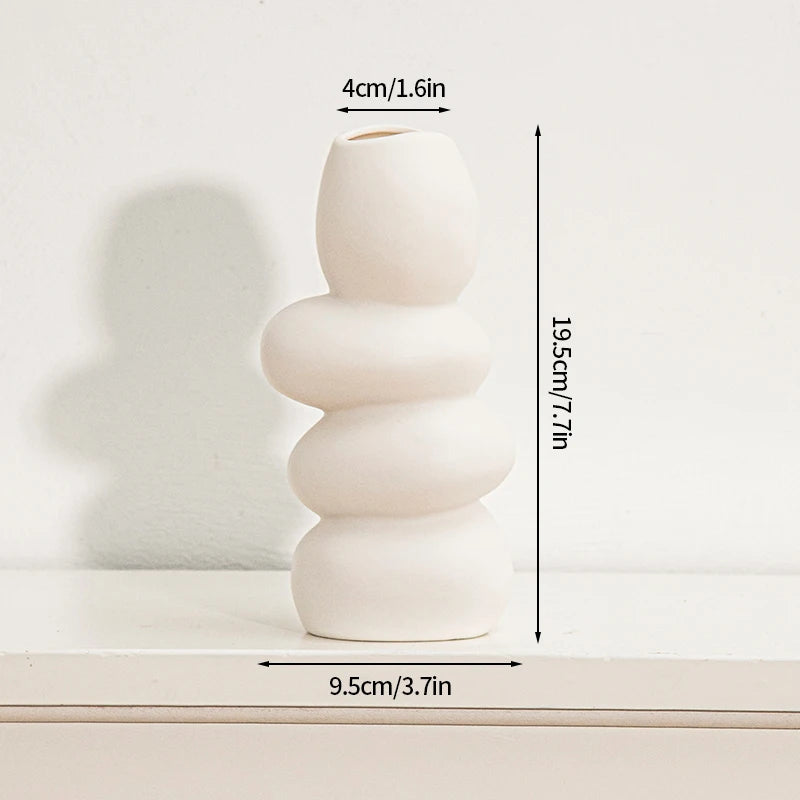 White Ceramic Vase Modern Minimalist Decorative Flower Vase