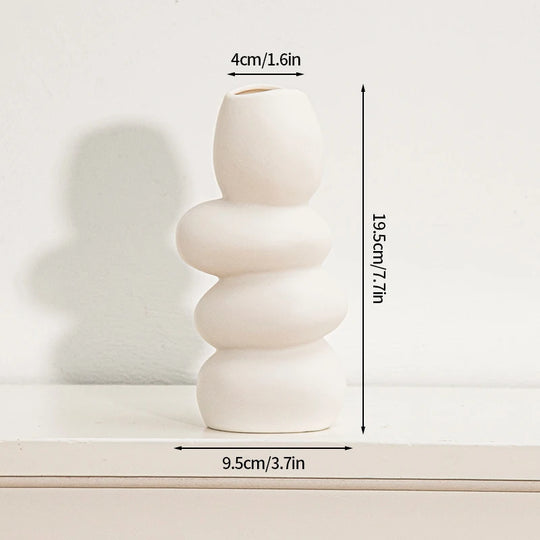 White Ceramic Vase Modern Minimalist Decorative Flower Vase