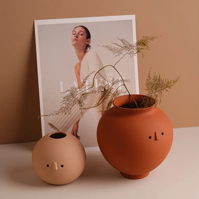 Wabi Sabi Style Ceramic Vase for Desktop Flower Arrangement