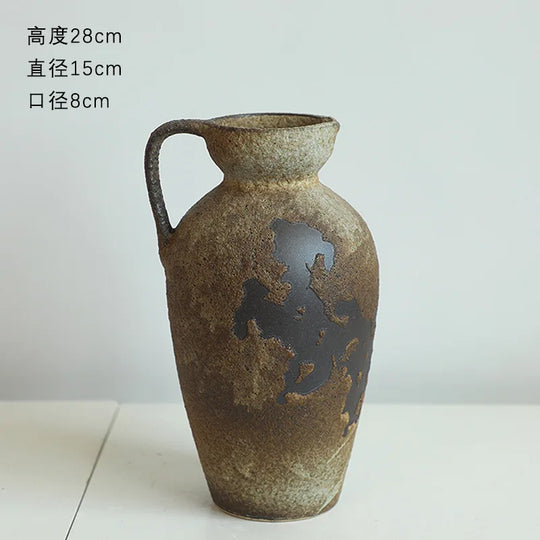 Vintage Dual Ear Coarse Ceramic Vase