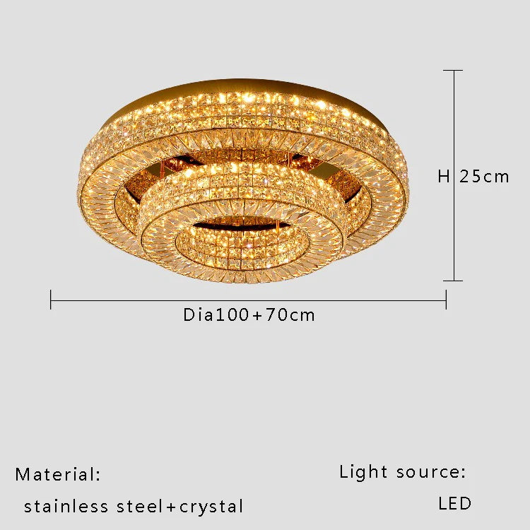 Modern Two-Tier Crystal Ceiling Light for Bedroom &amp; Living Room