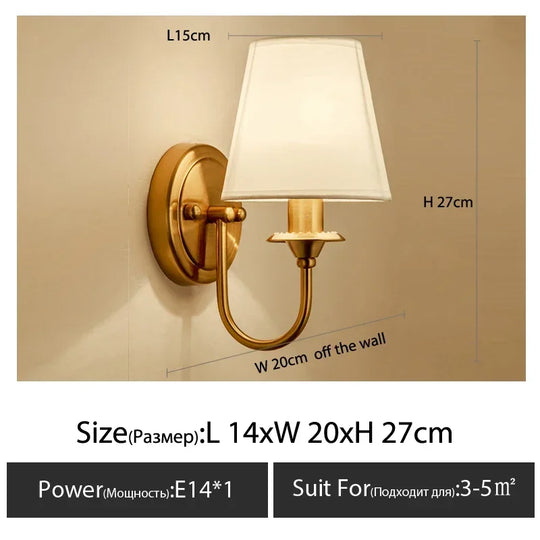 European Style Copper LED Wall Lamp for Bedroom &amp; Living Room