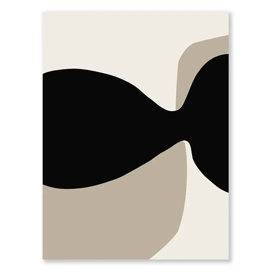 Modern Abstract Black Beige Canvas Wall Art Print