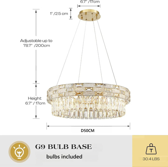 Modern Gold Crystal Chandelier for Dining &amp; Living Spaces