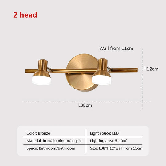Modern LED Wall Light Multi-Head Mirror Lamp for Bathroom &amp; Bedroom