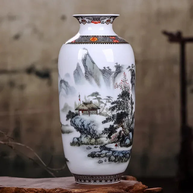 Traditional Ceramic Flower Vase for Living Room Decoration