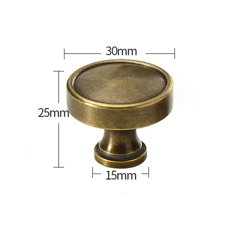 Antique Brass Round Cabinet Knobs – Vintage Drawer &amp; Cupboard Pulls