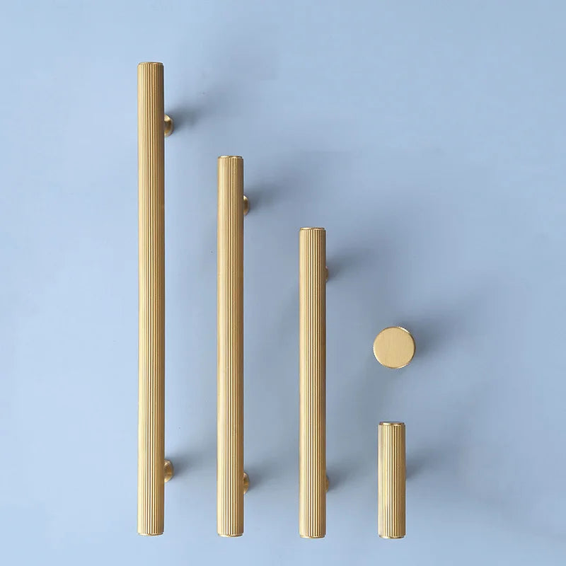 Gold and Black Brass T-Bar Handles – Modern Textured Pulls for Furniture